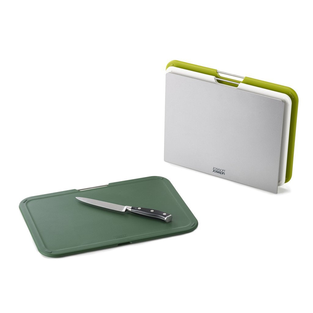 Joseph Joseph Skärbräda NEST3 L 60164, set om 3 stycken, med ställ, grön, plast
