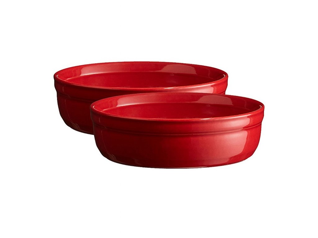 Emile Henry Crème brûlée-fat 12 cm, set i 2 delar, vinröd