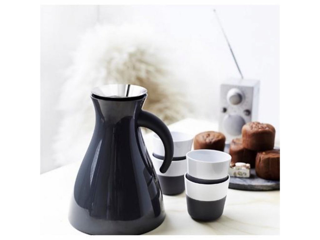 Eva Solo Espressokopp 80 ml, set i 2 delar, med silikonöverdrag, kolsvart