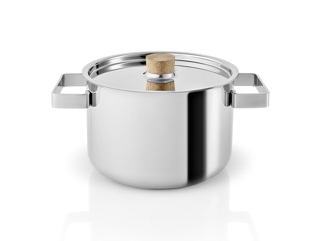 Eva Solo Gryta NORDIC KITCHEN 3 l, 18 cm, lock med trähandtag, rostfritt stål