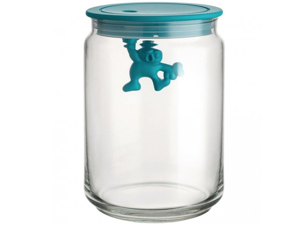 Alessi Köksförvaringsburk GIANNI 900 ml, blått lock, glas