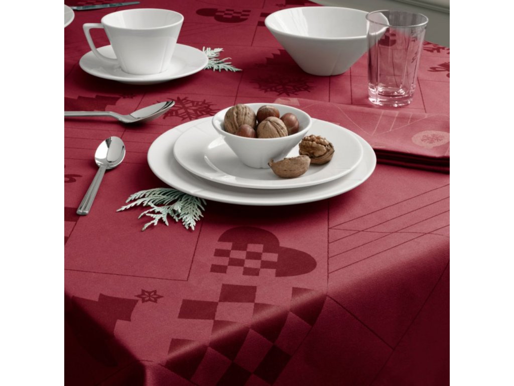 Rosendahl Julduk NATALE 150 x 320 cm, jacquardvävd, röd