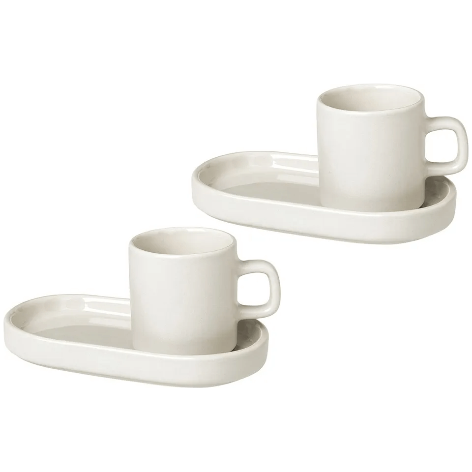 Blomus Pilar Espressokopp Med Fat 2-pack Moonbeam