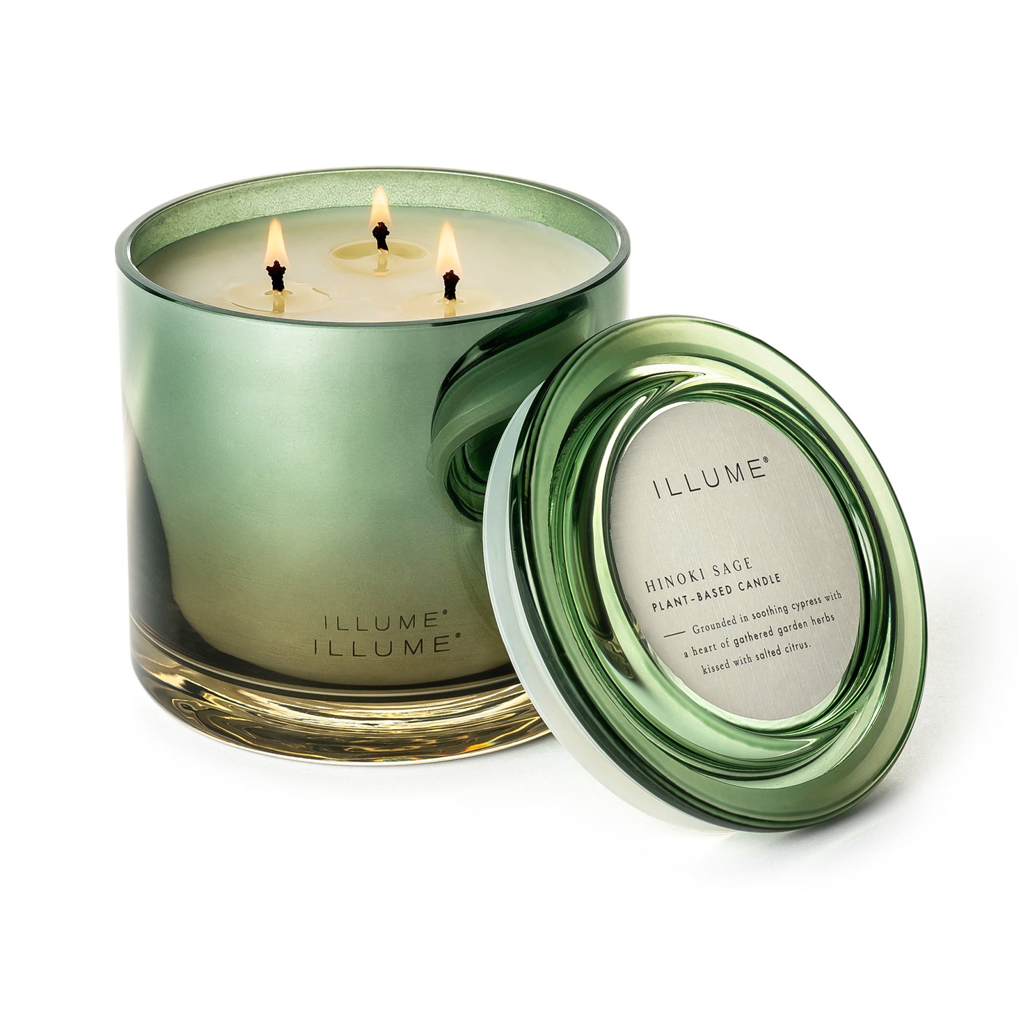 Illume Hinoki Sage Dekorativt Glaskerljus, Grön,