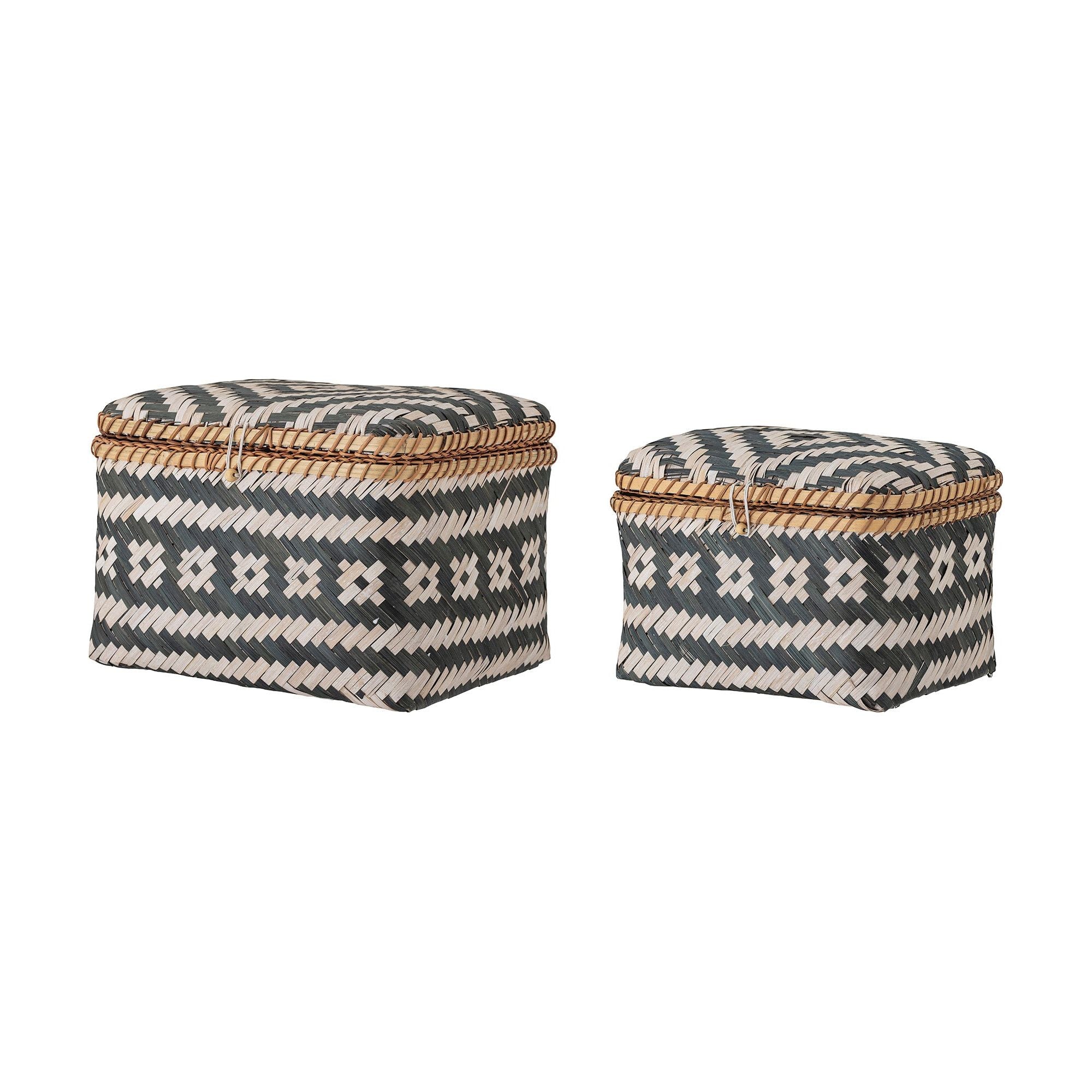 Bloomingville Lar Korg med Lock, Svart, Bambu