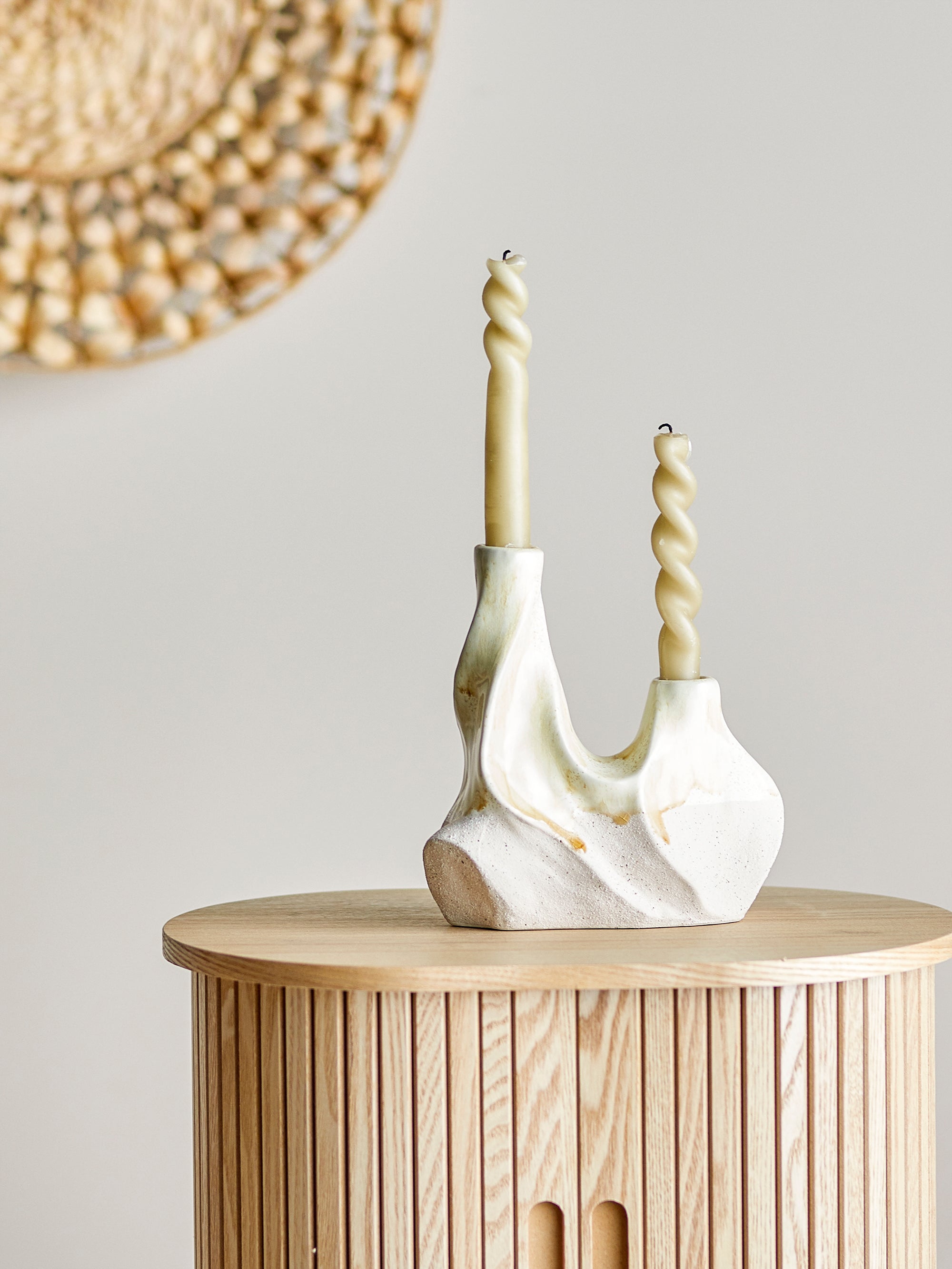Bloomingville Wavy Ljusstake, Vit, Stengods