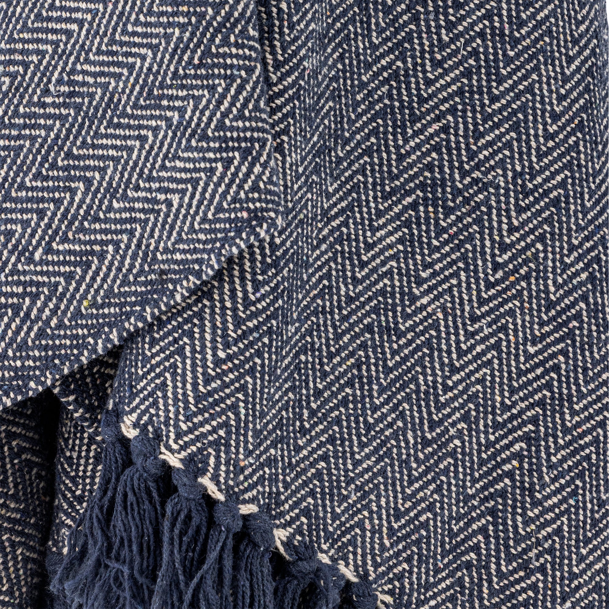 Creative Collection Herringbone Pläd, Blå, Återvunnen Bomull