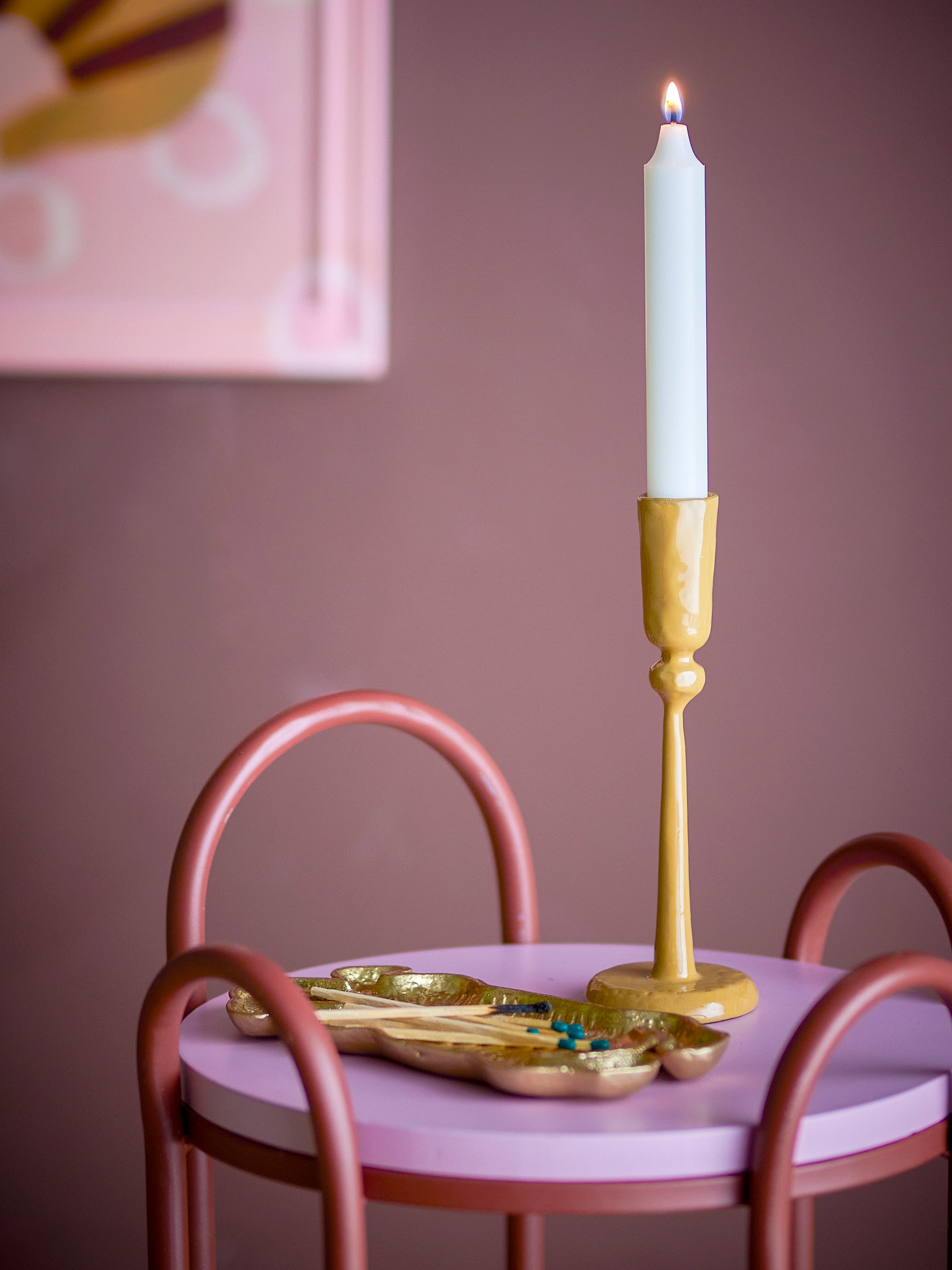 Bloomingville Eber Ljusstake, Gul, Metall
