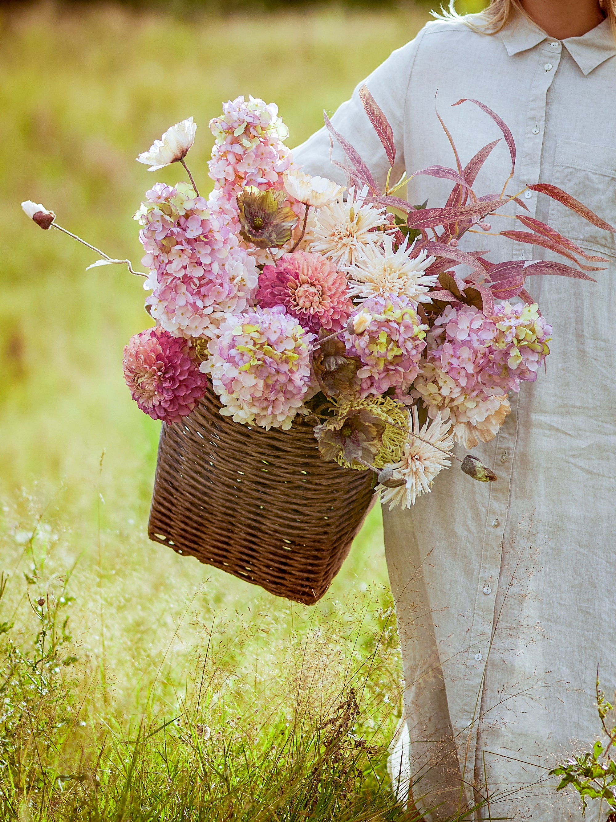 Bloomingville Hydrangea Stjälk, Ros, Konstgjorda Blommor