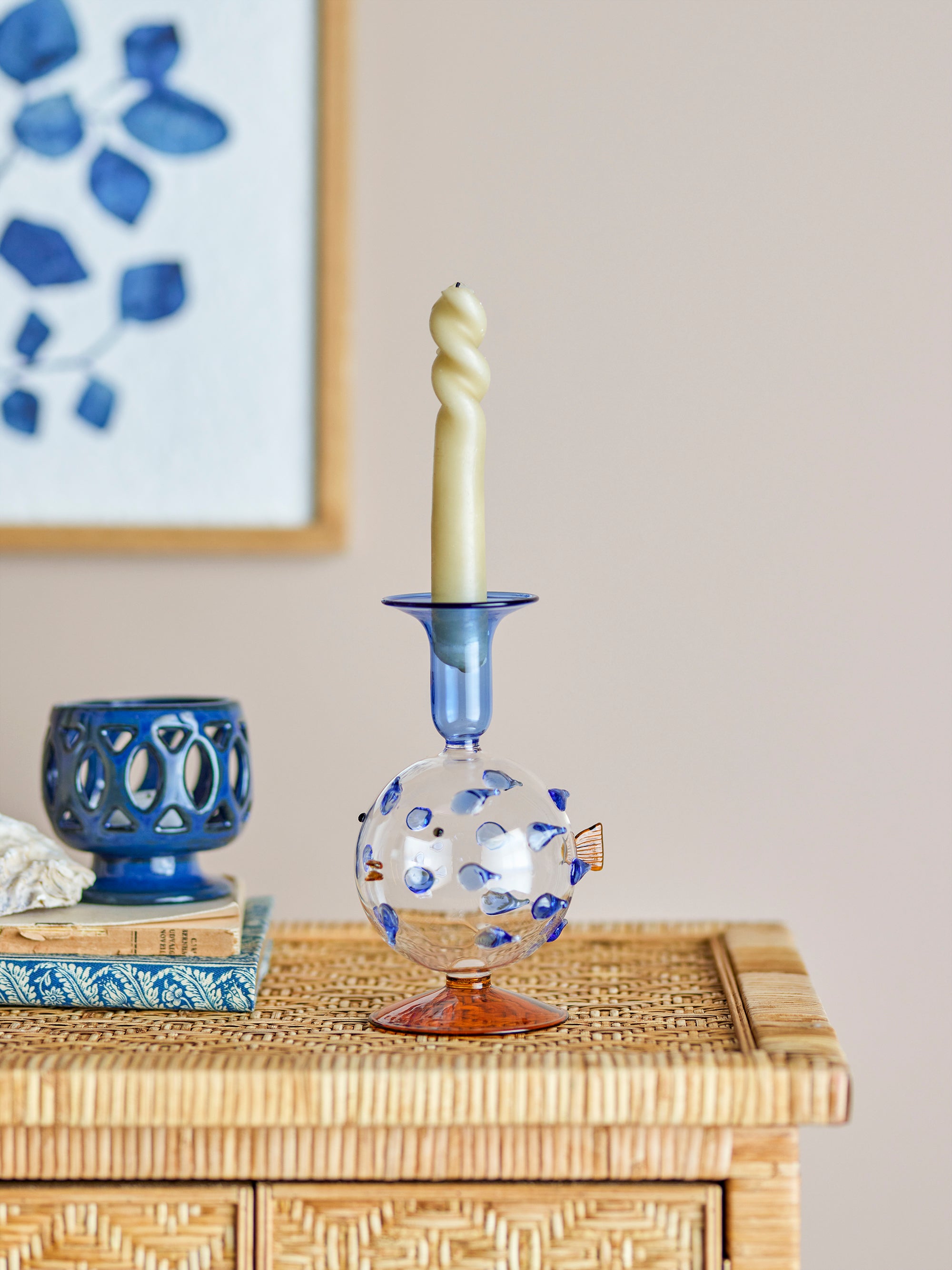 Creative Collection Phila Ljusstake, Blå, Glas