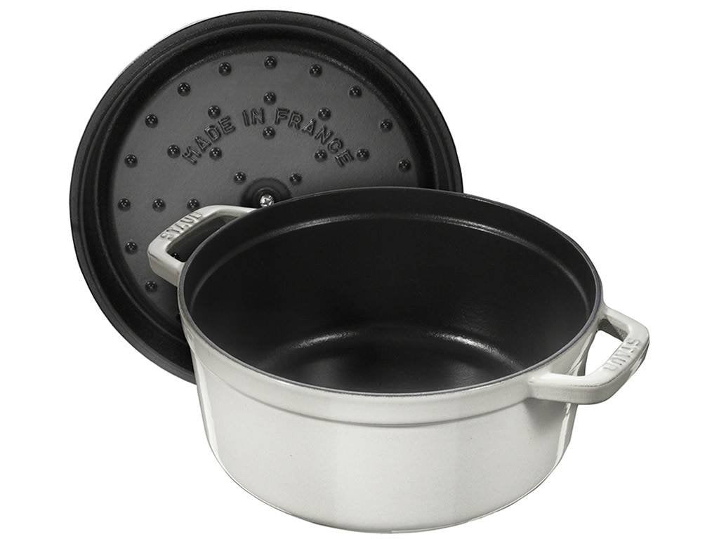 Staub Gryta COCOTTE 28 cm, rund, vit tryffel, gjutjärn