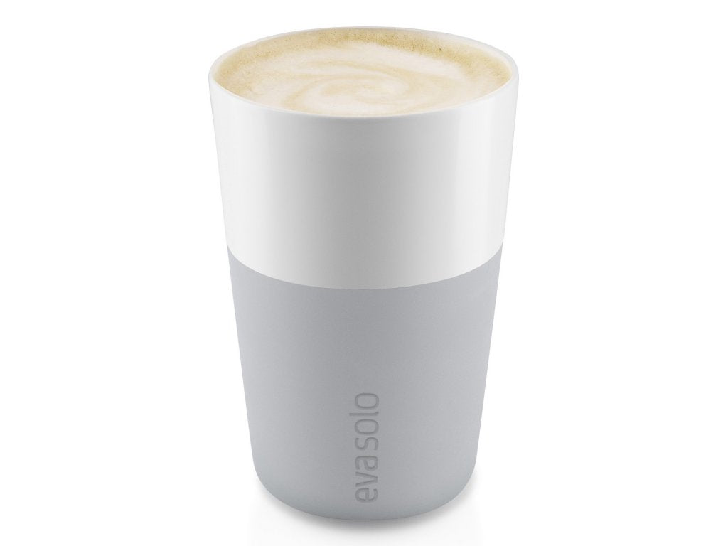Eva Solo Mugg 360 ml, set i 2 delar, med silikonöverdrag, ljusgrå