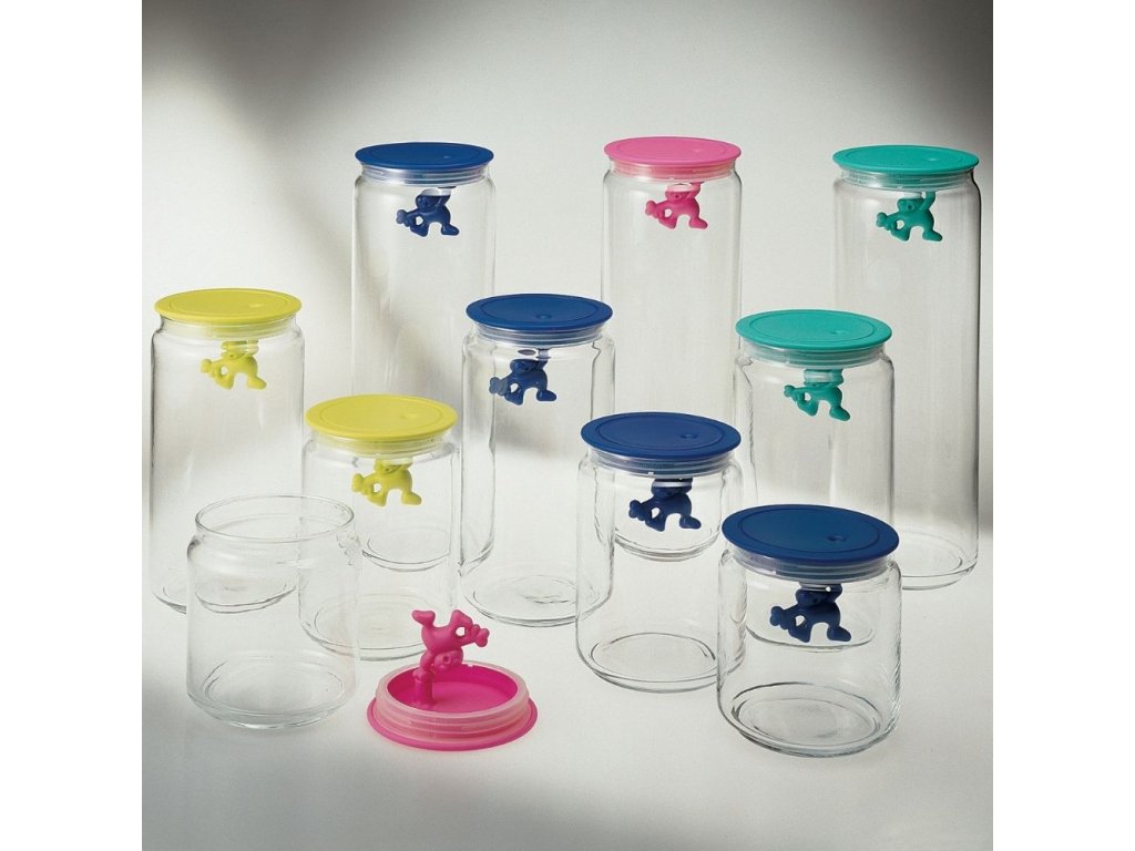 Alessi Köksförvaringsburk GIANNI 900 ml, blått lock, glas