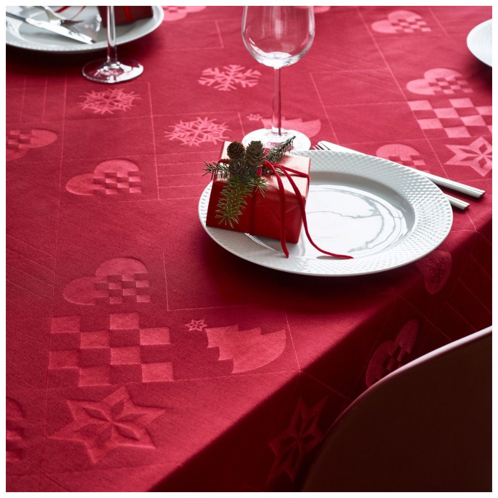 Rosendahl Julduk NATALE 150 x 220 cm, jacquardvävd, röd