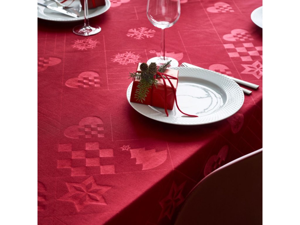 Rosendahl Julduk NATALE 150 x 270 cm, jacquardväv, röd