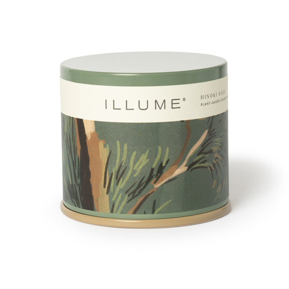 Illume Hinoki Sage Ljusstake i plåtdosa, Grön