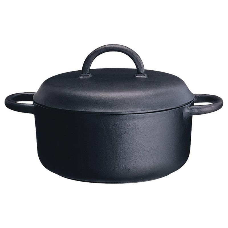 Ronneby Bruk Rund Gryta 4 Ltr Järnlock Gjutjärn Ø25cm