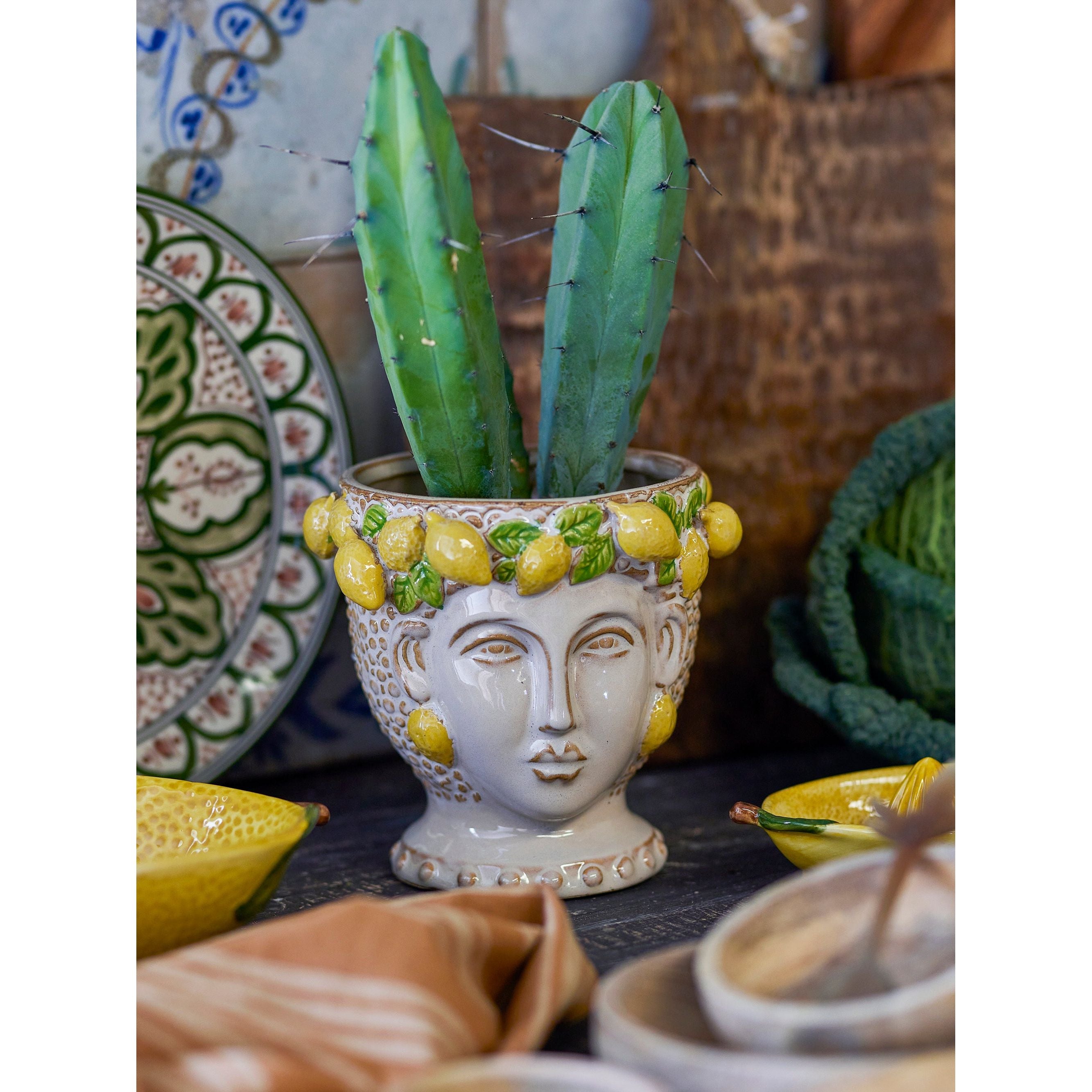 Creative Collection Limone Blomkruka, Gul, Stengods