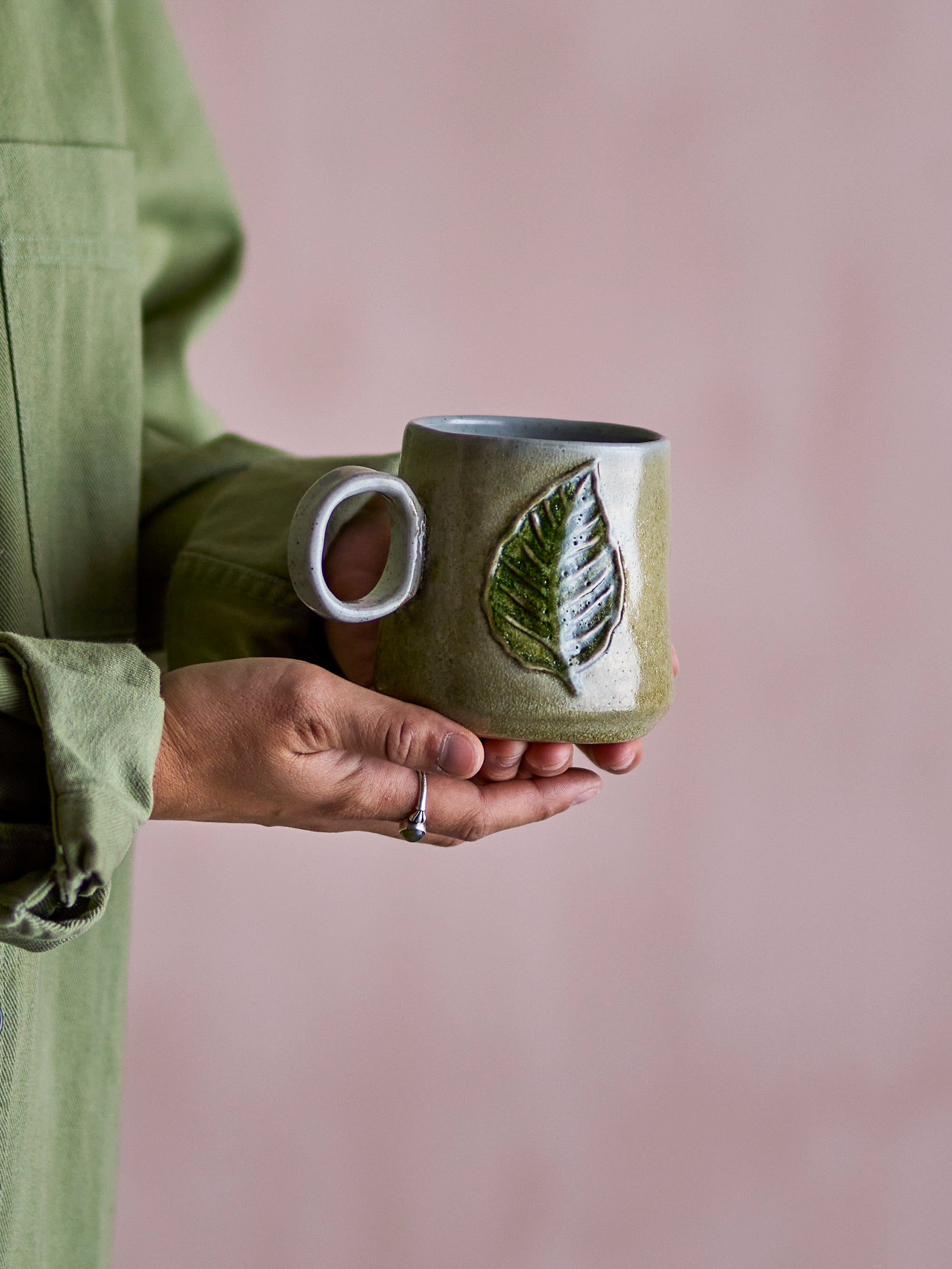 Creative Collection Jasper Mugg, Grön, Stengods