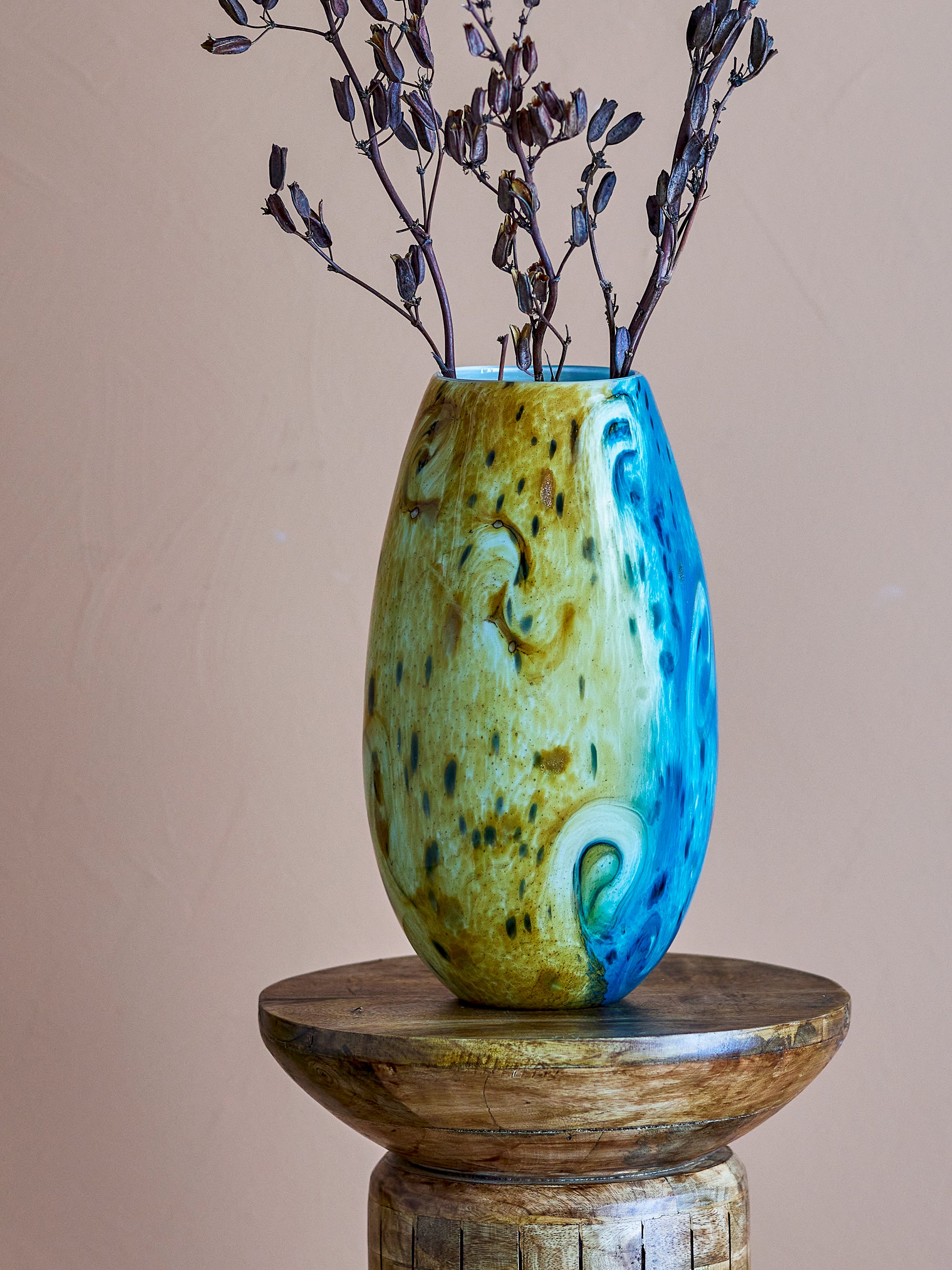 Creative Collection Kalian Vas, Blå, Glas