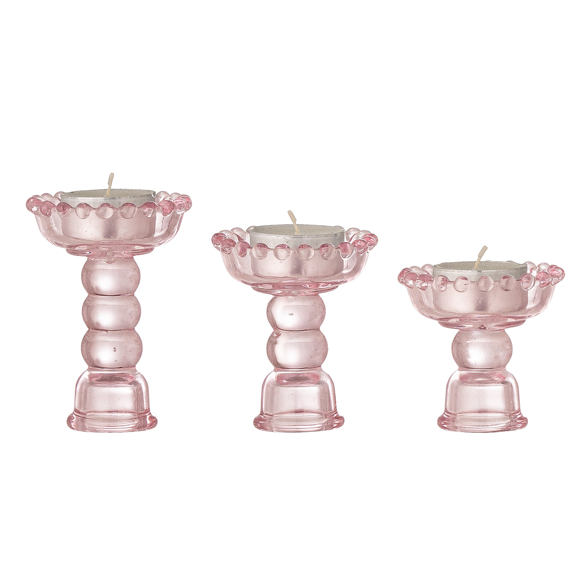 Bloomingville Delphia Ljusstake, Rosa, Glas