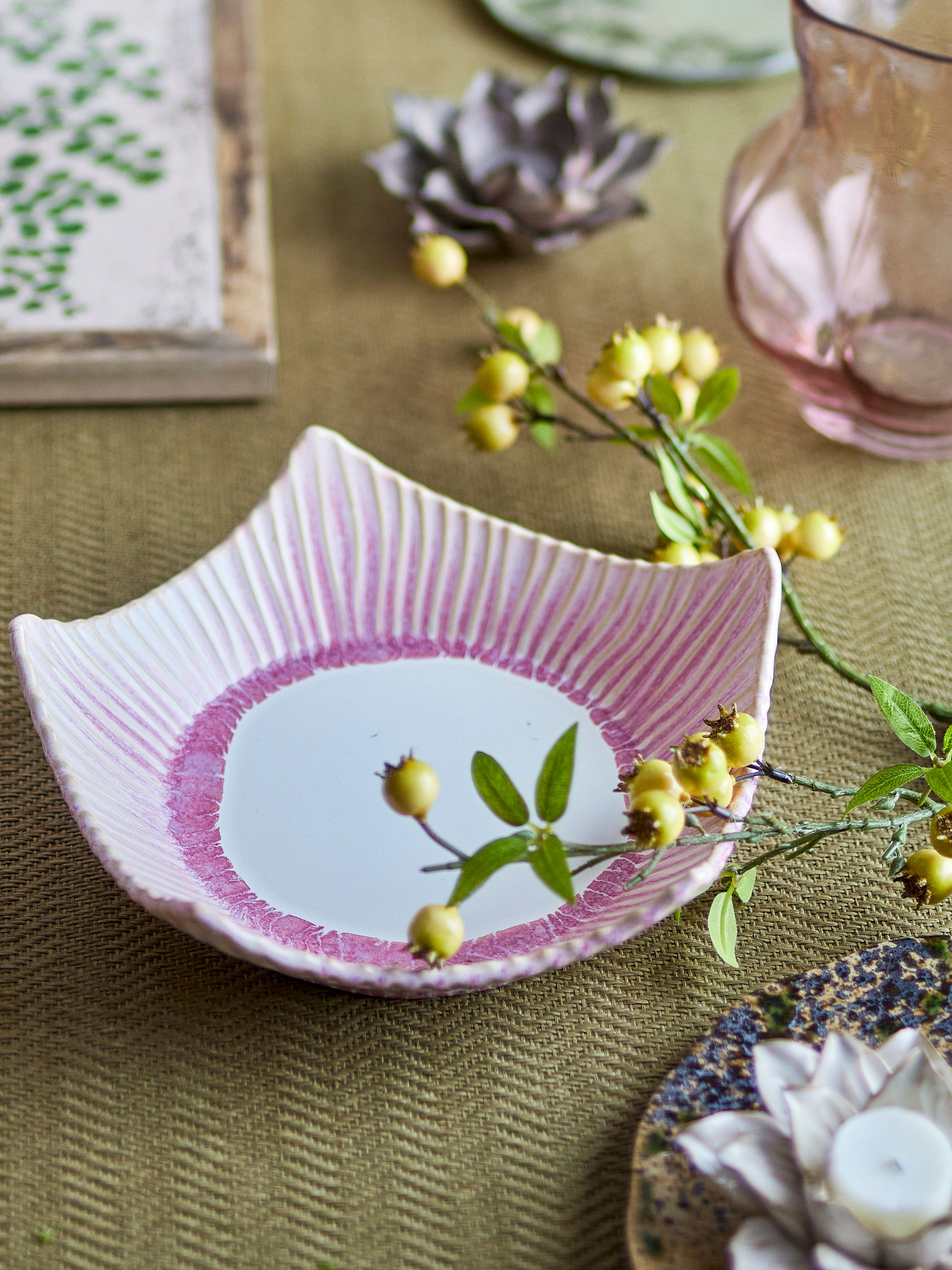 Creative Collection Floral Skål, Ros, Stengods
