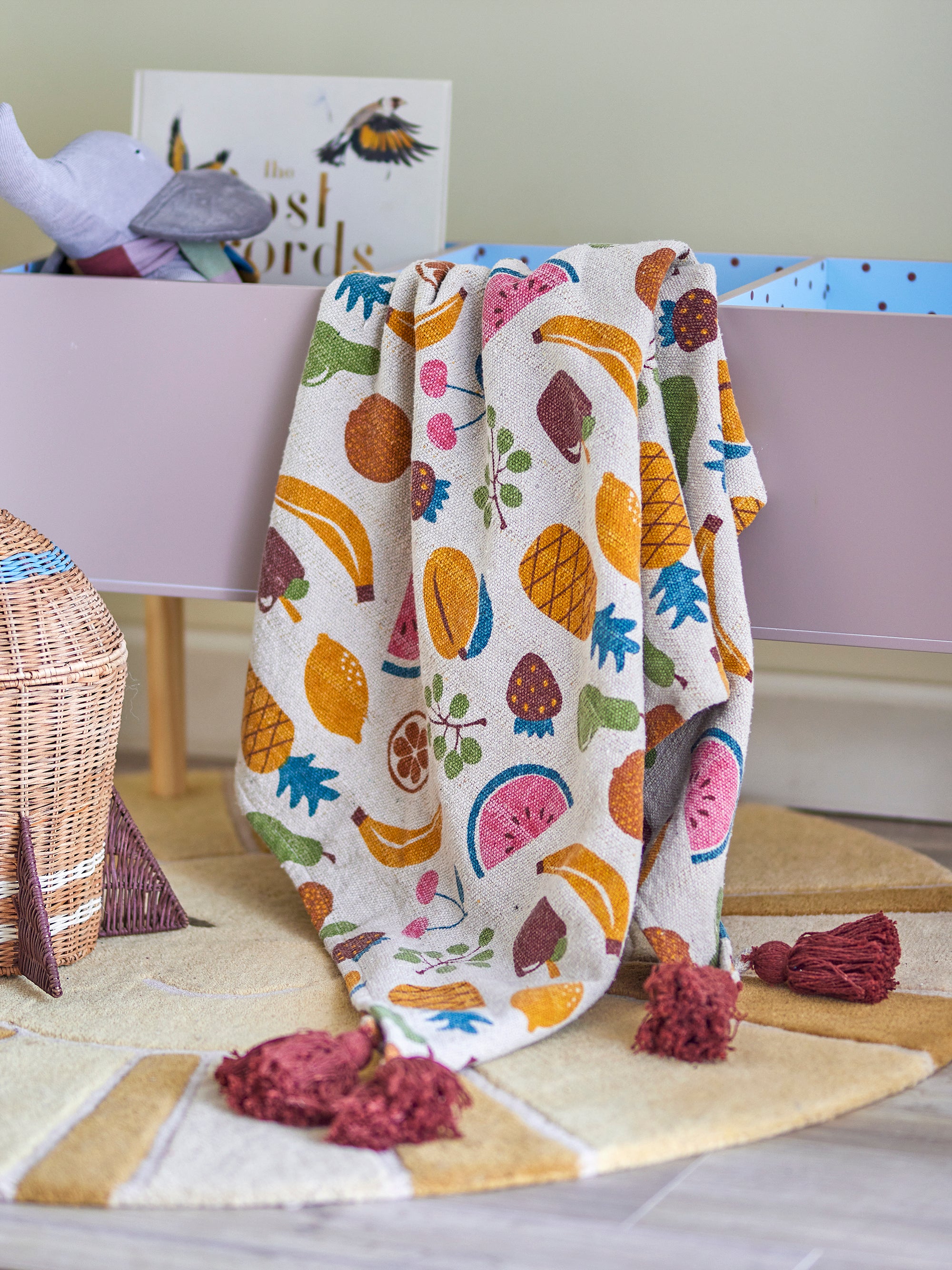 Bloomingville Mini Fruitta Pläd, Multi, Återvunnen Bomull