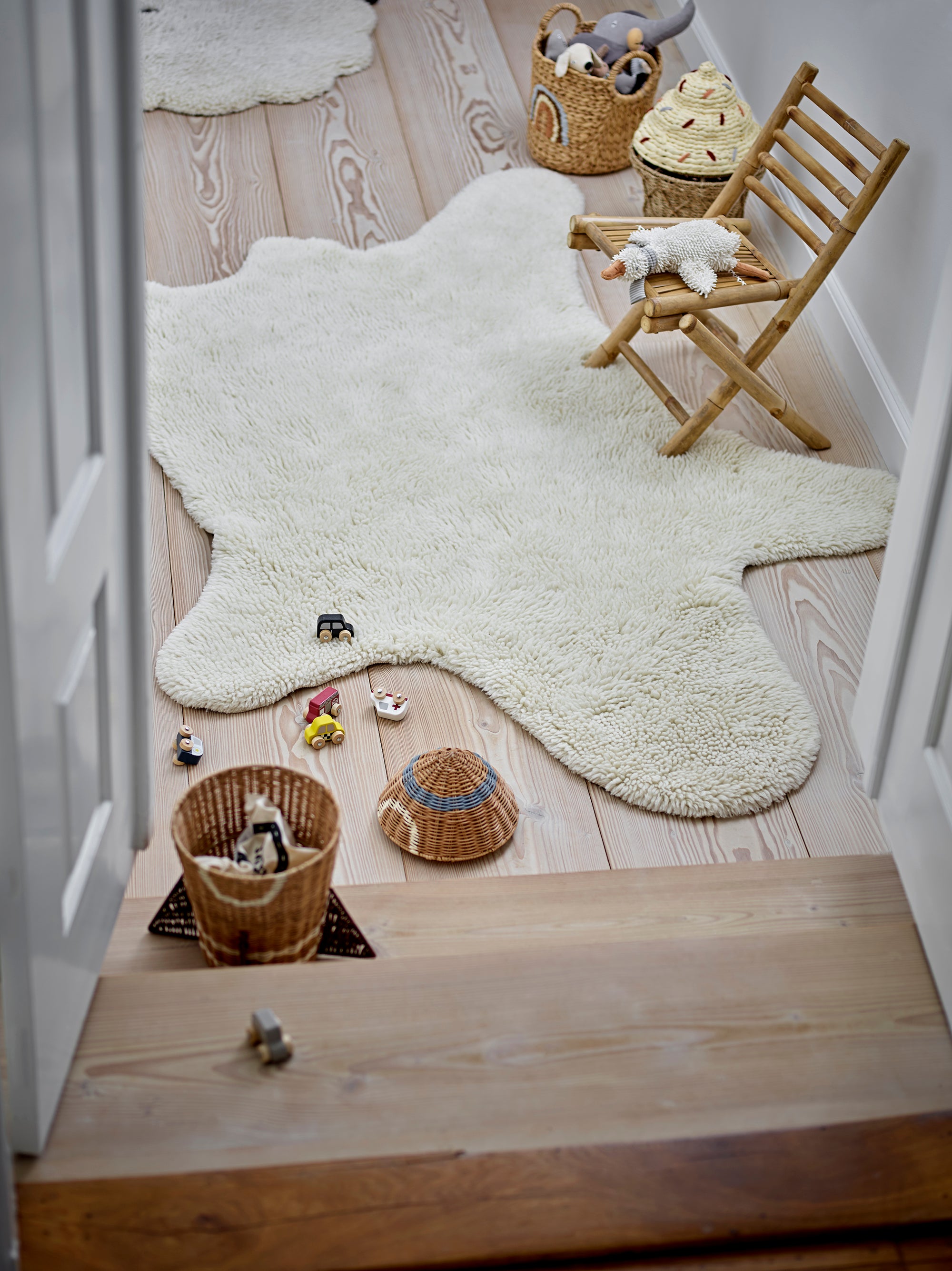 Bloomingville Mini Bear Matta, Vit, Ull