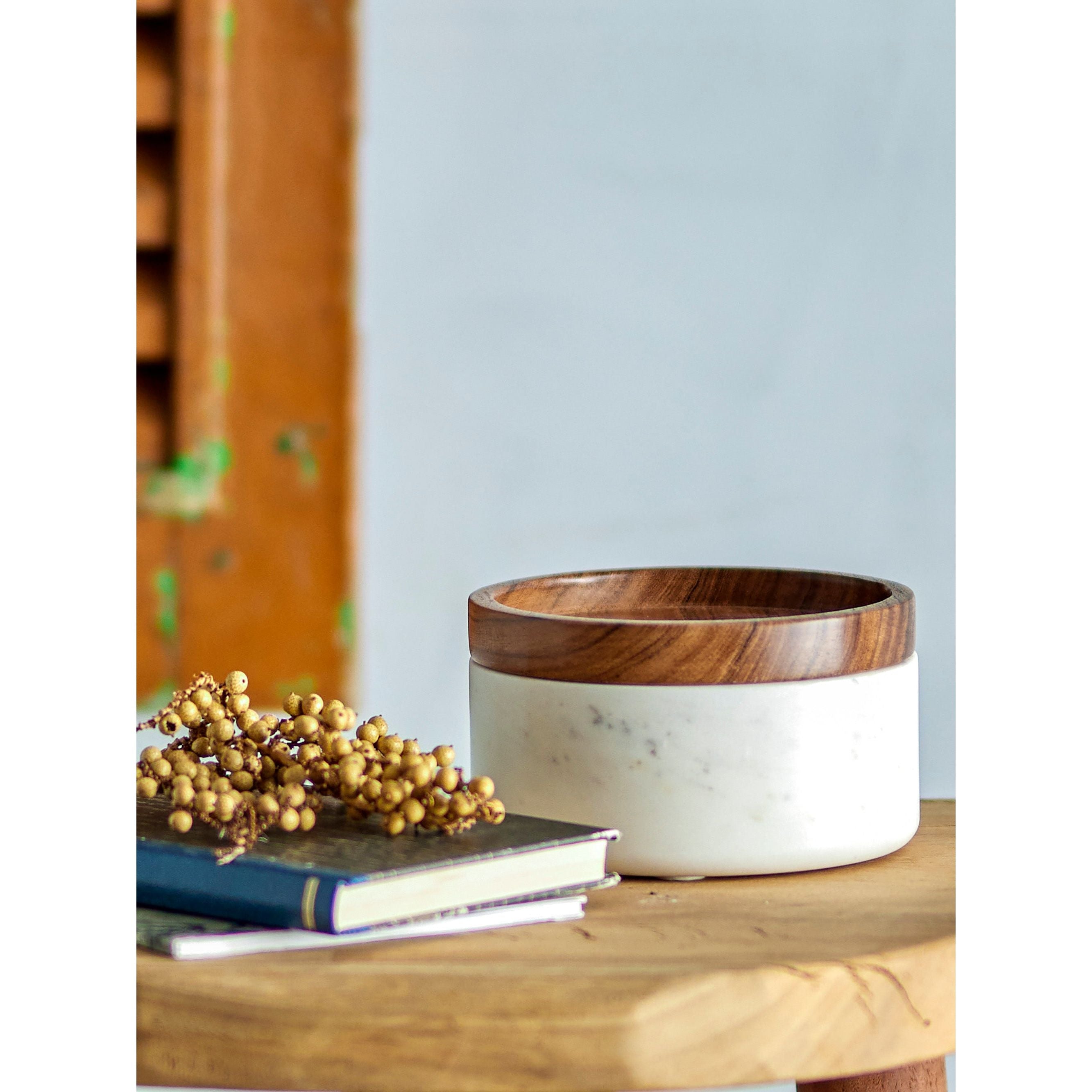 Creative Collection Fenella Burk med Lock, Vit, Marmor
