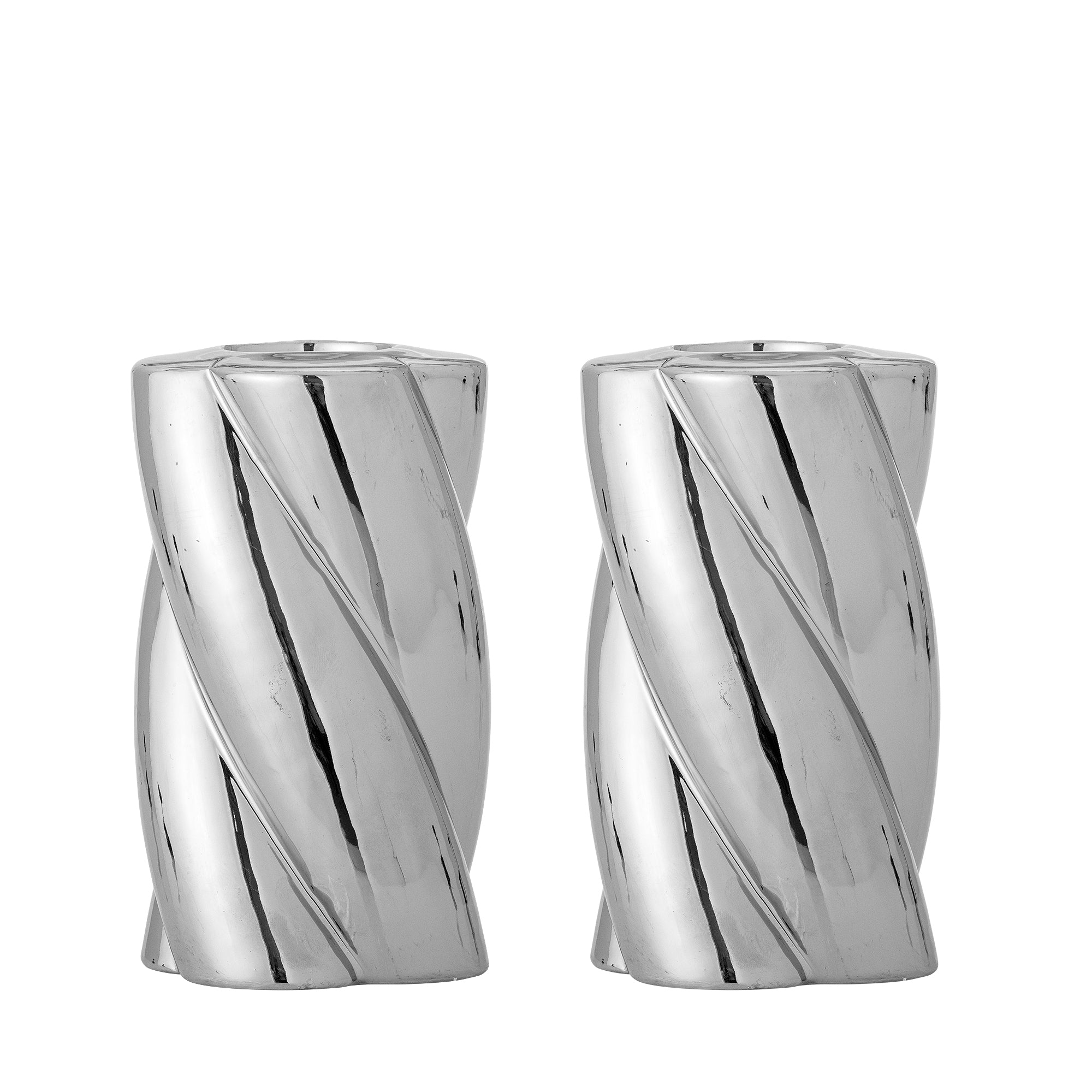 Bloomingville Silvia Ljuslykta, Silver, Stengods