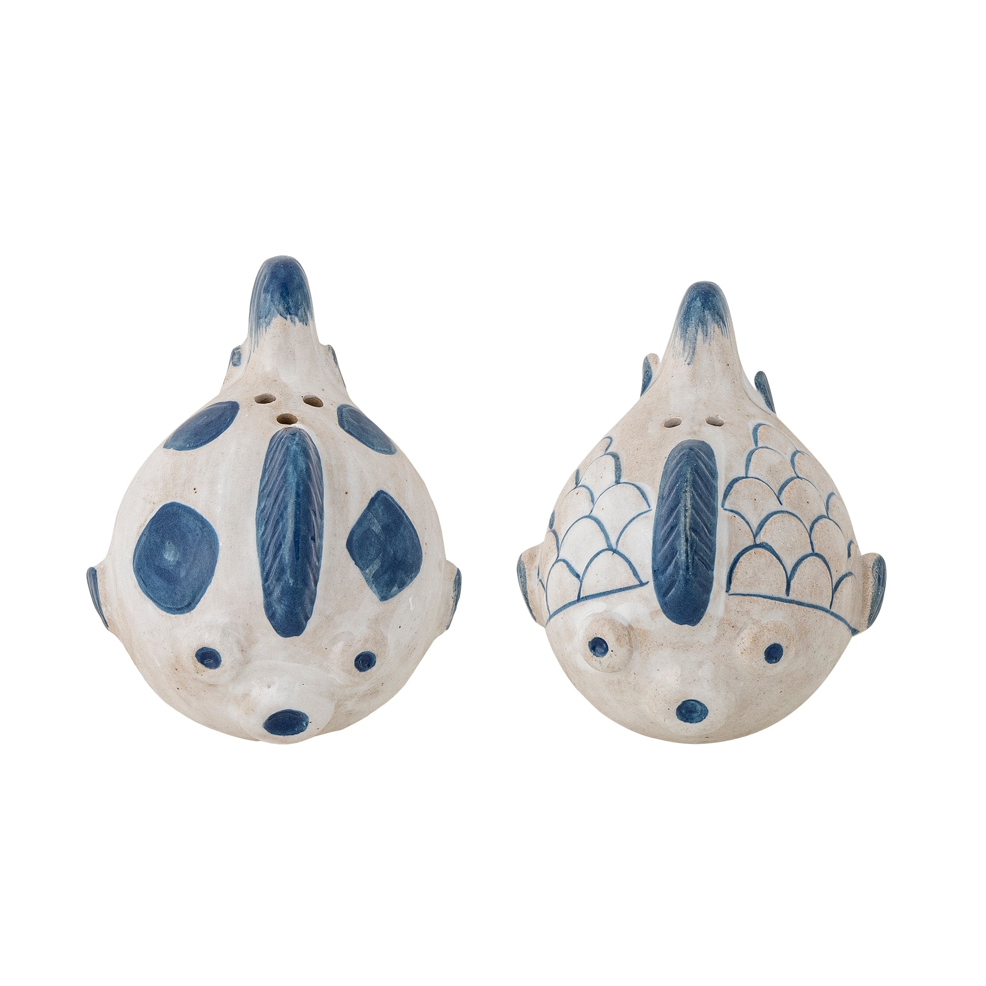 Bloomingville Fugu Salt- & Pepparströarset, Blå, Stengods