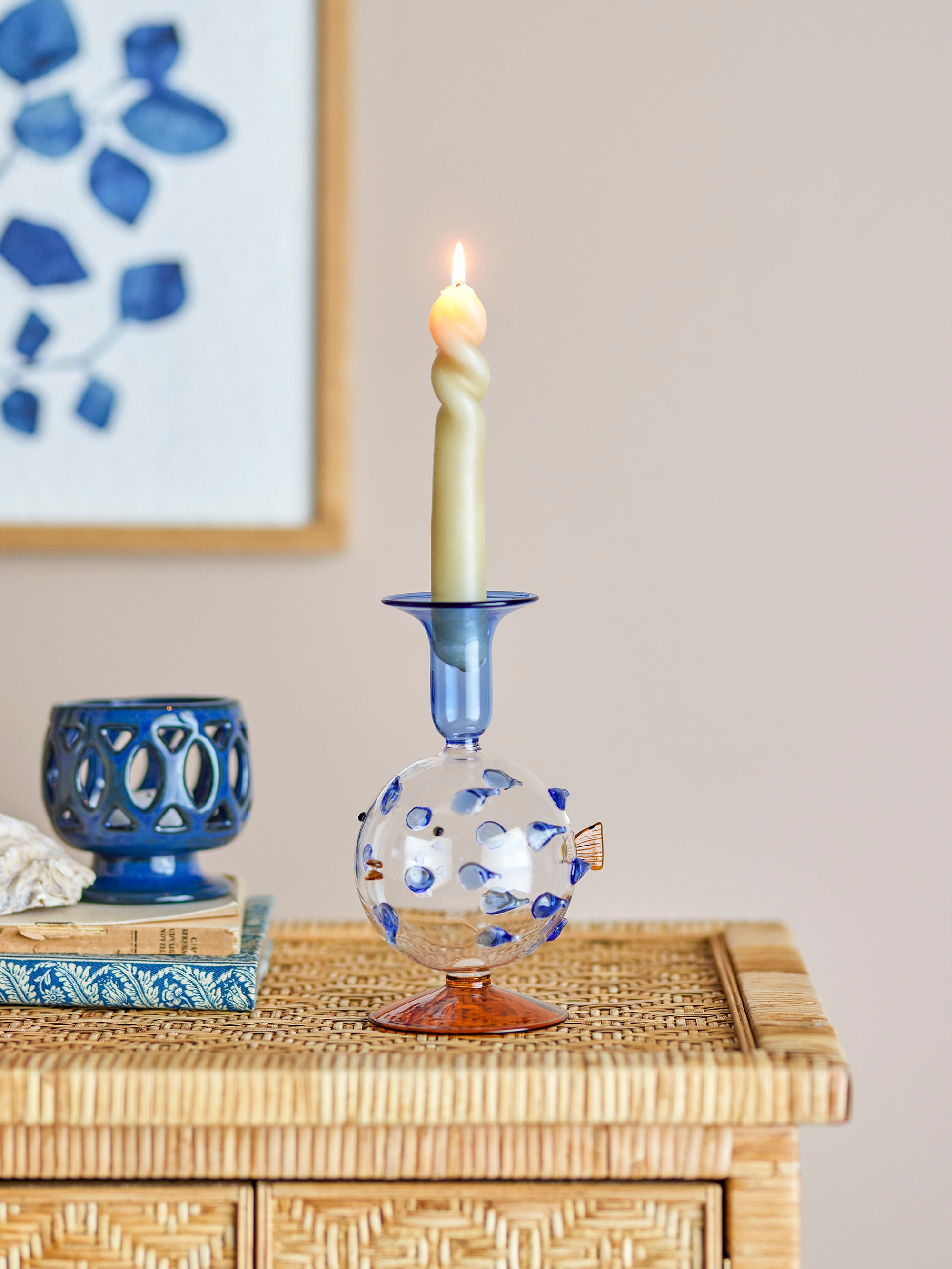 Creative Collection Phila Ljusstake, Blå, Glas