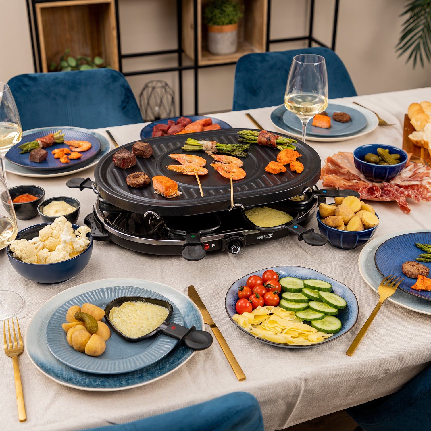 Princess Raclette 8 Oval Grill Party 162700 43X30cm grillplatta