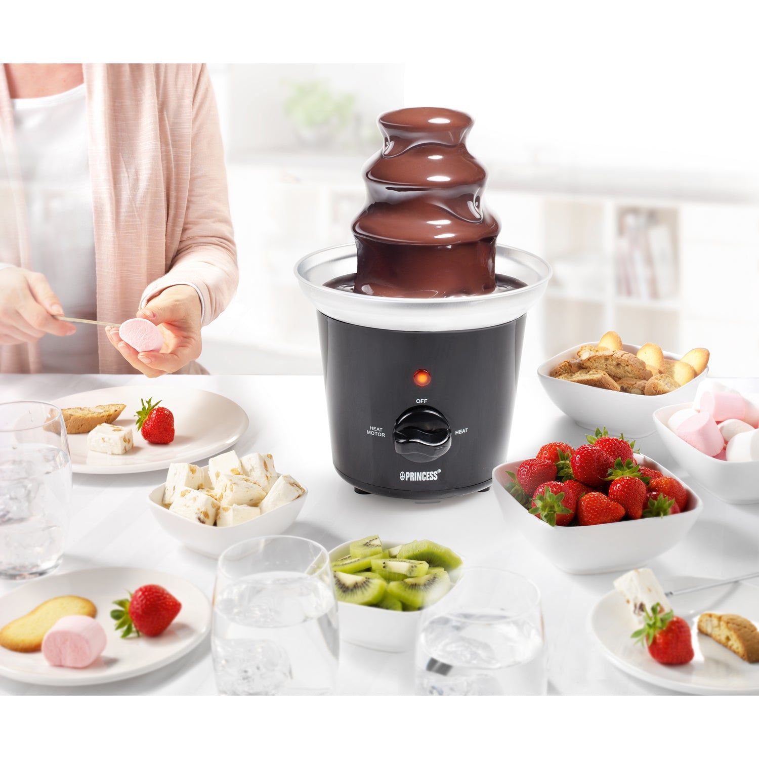 Princess Chokladfontän 292994 svart rostfri skål med snabb uppvärmning