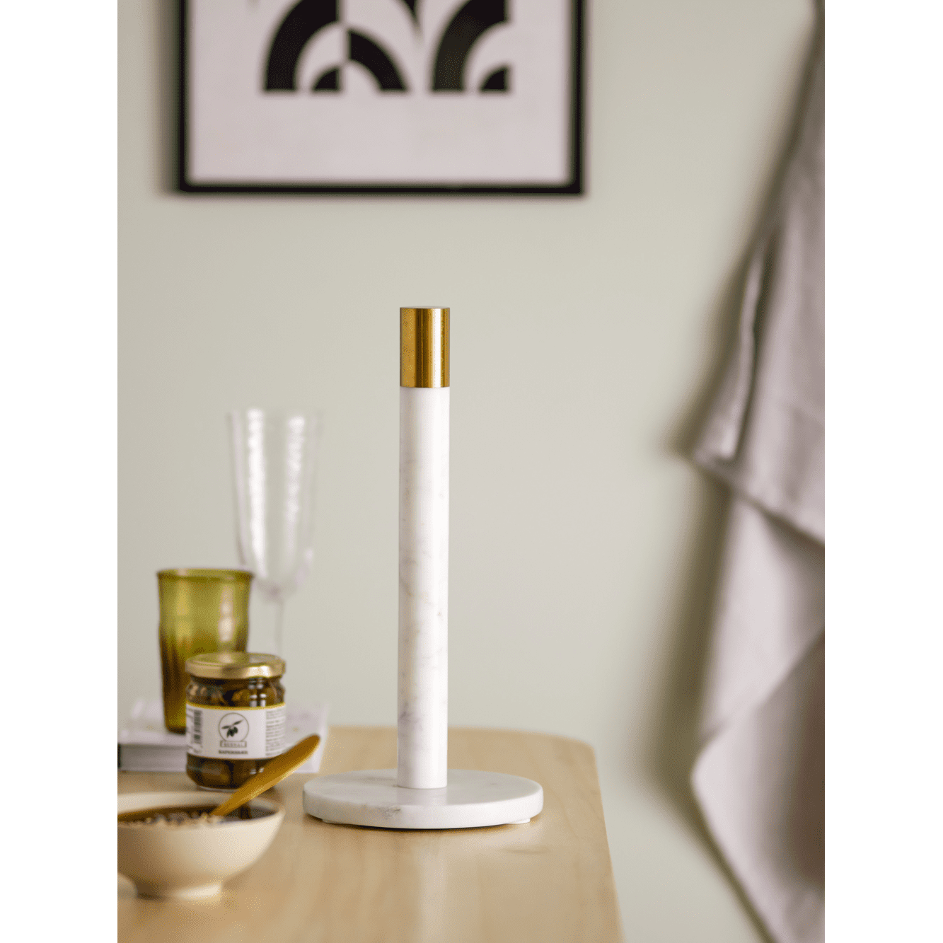 Bloomingville Emira Kökspappersställ Vit Marmor ⌀15 cm