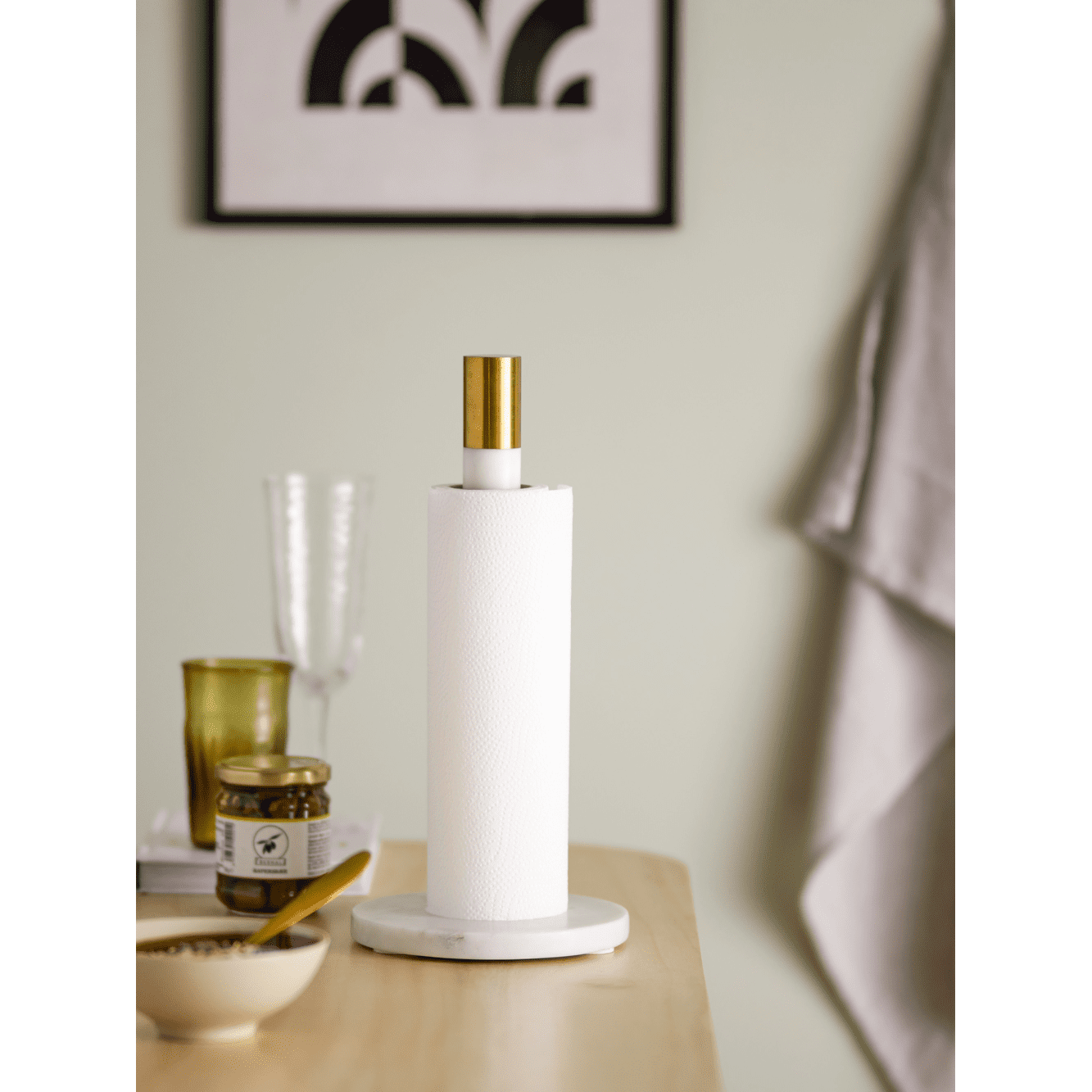 Bloomingville Emira Kökspappersställ Vit Marmor ⌀15 cm